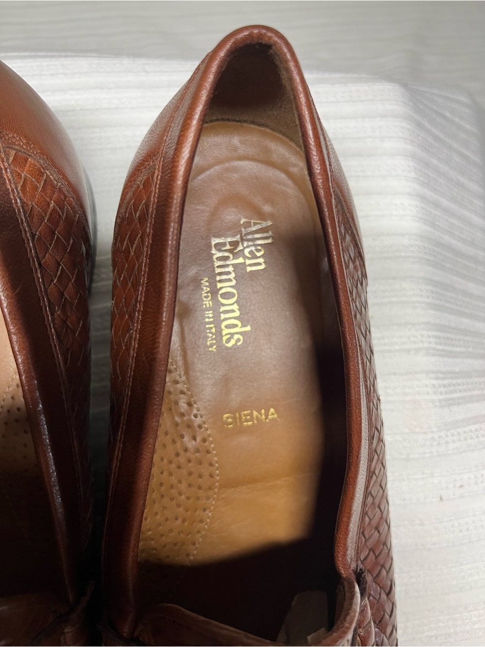 Allen Edmonds Brown Woven Leather Penny Loafers - Picture 4 of 5